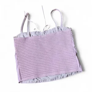 Y2K Beverly and Beck Pink Coquette Lace Trim Bustier Cami Top Smocked‎ Back M thumbnail 4