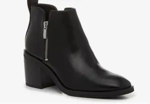 Steve Madden Black Leather Side-Zip Block Heel Ankle Boots thumbnail 1