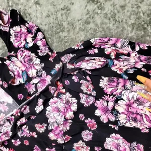 Torrid Purple/Black Floral Cold‎ Shoulder Wrap Dress thumbnail 4