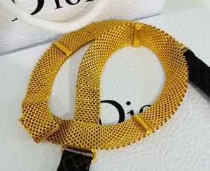 Christian Dior Vintage Women’s Belt Small, Gold Mesh & Brown Leather Disigner. thumbnail 1