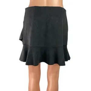 Naked Zebra Women's Black High Waisted Ruffle Tiered Flare Mini Skirt Size M thumbnail 3