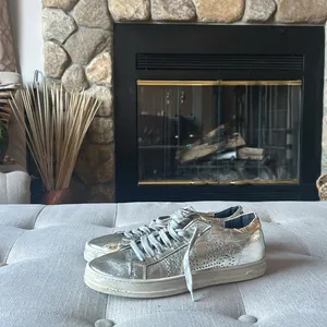 P448 Gold Silver Metallic Sneakers Size 37 thumbnail 11