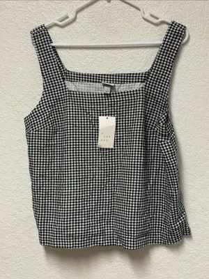 NWT A NEW DAY Classic Black & White Gingham Square Neck Tank Top Size Large thumbnail 11