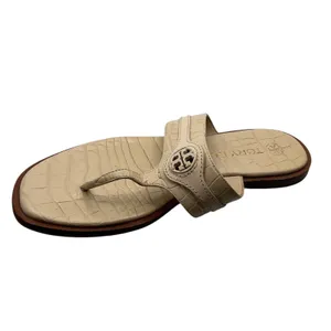 Tory Burch Miller Cream Crocodile Embossed Leather Thong Sandals 7.5M 8813 thumbnail 4