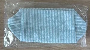 Amazon Light Mint Blue Striped Seersucker Toiletry Makeup Bag thumbnail 2