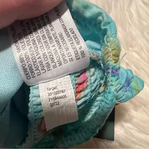 Wild Fable Women's Size XS Swirl Marble Halter Crop Top Aqua Blue Woven Smocked thumbnail 11