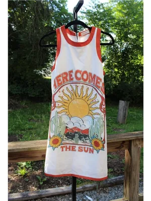 Nice To Meet You “Here Comes The Sun” Graphic Mini Dress | Size L thumbnail 2
