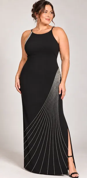 Vintage Stenay Black Silver Beaded Maxi Gown Size 14 90s Y2K Formal Dress thumbnail 1