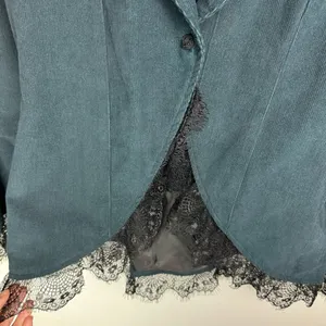 The Pyramid Collection Corduroy Corset Lace Up Jacket Sz Small Lace Trim thumbnail 11