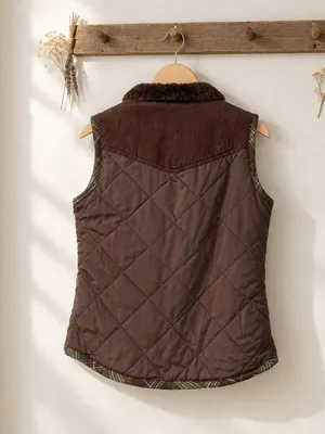 CAbi Chocolate Brown Quilted Sleeveless Vest thumbnail 5