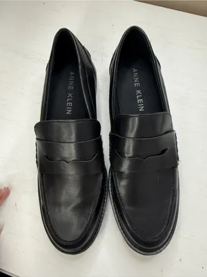 Anne Klein Emmylou Leather Loafer Chunky Sz 8.5 Classic Office Goth thumbnail 3