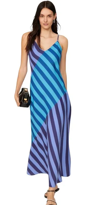 Saunders- Striped Blue Maxi Dress Size 6 thumbnail 1