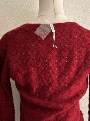 Petal & Pup delicate pointelle knit design Cardigan Sweater, Rust, Small, NWT thumbnail 3