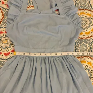 SHEIN Blue Solid Tie Backless Ruffle Trim Dress Size XS thumbnail 8