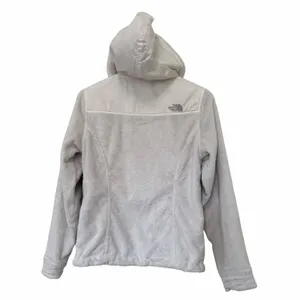 The North Face White Fuzzy Full Zip Hooded Jacket Sz S thumbnail 4