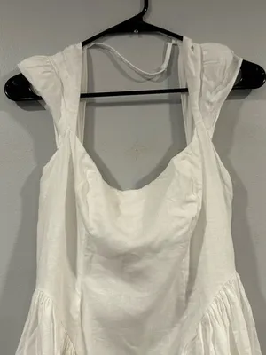 Reformation Oaklyn Linen Dress Cap Sleeve White Sz 6 thumbnail 2