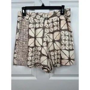 Karlie Shorts Womens Size Large Brown Beige High Waisted Pleated Batik Boho thumbnail 3