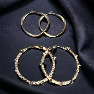 Gold tone hoop earrings thumbnail 1