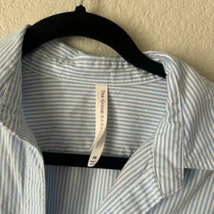 Babaton Relaxed Drapey Twill Button-up Utility Shirt Blue Stripe Size XS thumbnail 3
