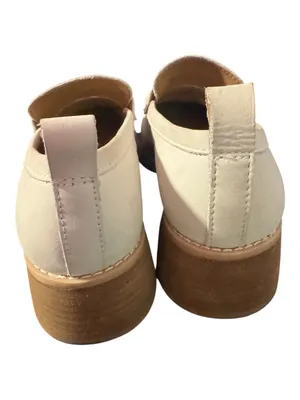 Crown Vintage Nirea Ivory Leather Platform Loafers Block Heel Size 7.5 thumbnail 4