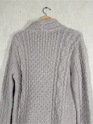 Boston Irish 100% New Merino Wool Asymmetrical Side Zip Cable Knit Sweater L thumbnail 5