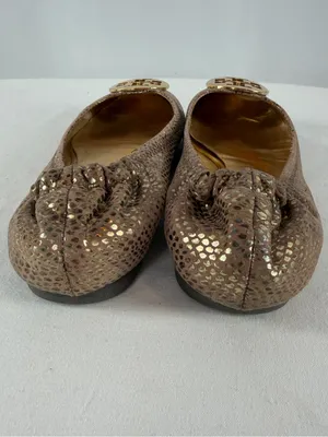 Tory Burch Snake Embossed Large Metal Logo Ballet Flat in Light Brown Gold 8.5 thumbnail 8