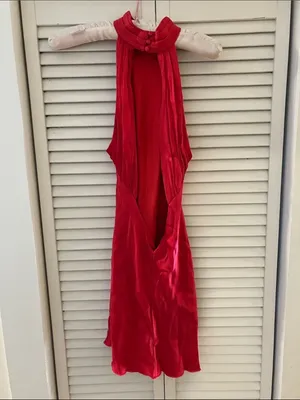 Meshki Claire Red Sleeveless Satin Dress Altered Mini Size XS thumbnail 8