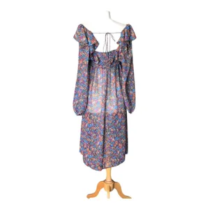 For Love & Lemons Brittany Floral Midi Dress Smocked Ruffle Medium NWT Romantic thumbnail 8