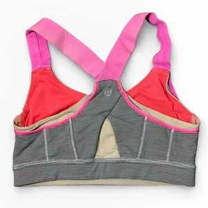 Lululemon Run Stuff Your Bra Striped Racerback Sports Neon Pink Size 4 Gym‎ Yoga thumbnail 2