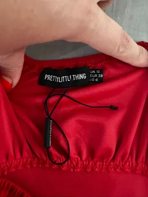 Pretty Little Thing Red Off-the-Shoulder Hook & Eye Mini Bodycon Dress Size 6 thumbnail 8