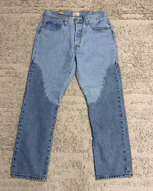 New Women’s Levi’s 501 High-Rise Straight Leg Chaps Two Tone Jeans, Size 32/30 thumbnail 1