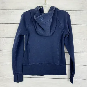 Lululemon RARE Blue Scuba Hoodie Jacket Full Zip Women's Size‎ 6 Thumb Holes thumbnail 4