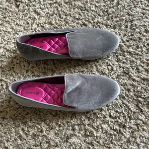 Birdies Gray Velvet Loafers with Pink Quilted Insole thumbnail 4