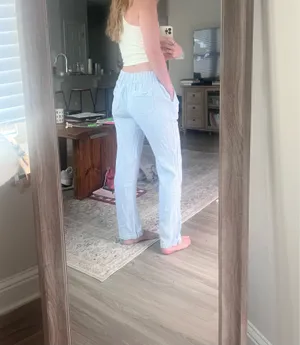 Seersucker Blue and White Linen Pants thumbnail 2