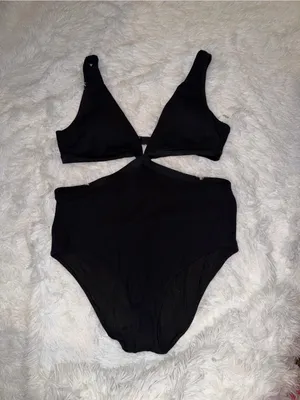 NWT Aerie Black Cutout One-Piece Swimsuit size XXL Open Back thumbnail 2