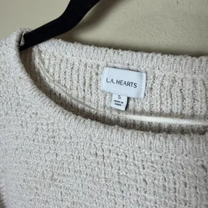 LA HEARTS Nubby Chunky Tan Cream Crew Neck Sweater Cropped Size Small thumbnail 3