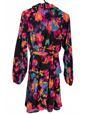 Colorful Retro Mini Dress Large Multicolor Indie Coquette Girl Tier Layer Flare thumbnail 2