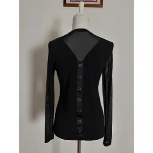 Anatomie Kim Black Mesh Grommet Long Sleeve Stretch Top Small Goth thumbnail 5