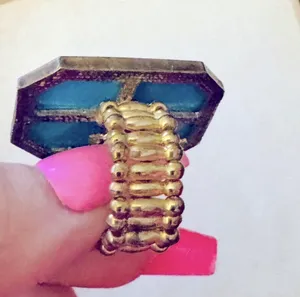Turquoise Rectangular Statement Adjustable Ring Blue thumbnail 4