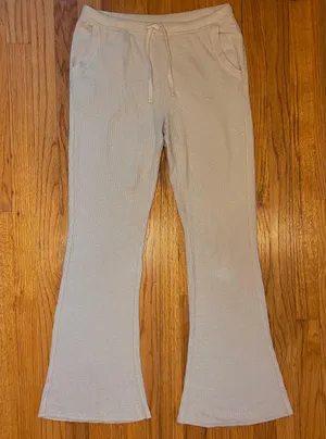 Aeropostale Cream Ribbed Flare Pants  thumbnail 1