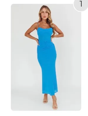 Selfie Leslie Ruched Waist Mesh Maxi Dress thumbnail 2