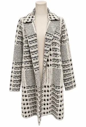 Liverpool Los Angeles Fuzzy Geometric Houndstooth Coatigan Cardigan S thumbnail 1