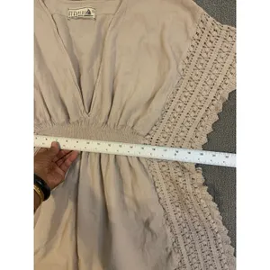 Seaspice Resort Wear Isla Baby Beige 100% Peruvian Cotton Crochet Tunic Mini S thumbnail 3