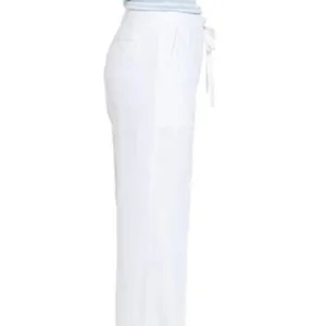 Nordstrom Signature Women's Size 14 Drawstring Waist Pants White Linen Blend thumbnail 4