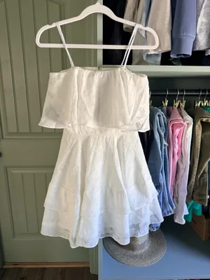 Lulus True Lover White Burnout Floral Ruffled Strapless Mini Dress thumbnail 2