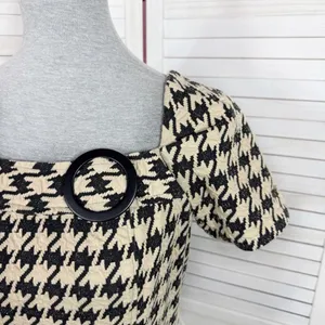 Dress Barn Houndstooth Textured Knit Cap Sleeve‎ Retro Sheath Dress Tan Black 4 thumbnail 5