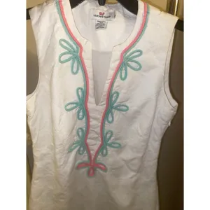 Vineyard vines embroidered white shift tunic dress size 2 thumbnail 2