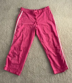 Adidas Pro Spirit pink capri pants with white side stripes, size S thumbnail 1