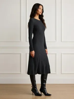 NWT Quince Mongolian Cashmere Wide-Rib Midi in Charcoal Sweater Dress XL thumbnail 2