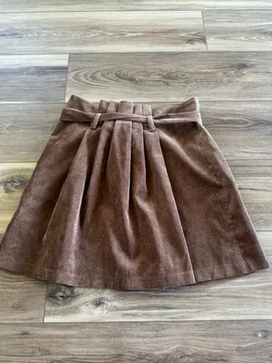 bohme Brown Corduroy Button-Front Mini Skirt with Tie Waist thumbnail 4